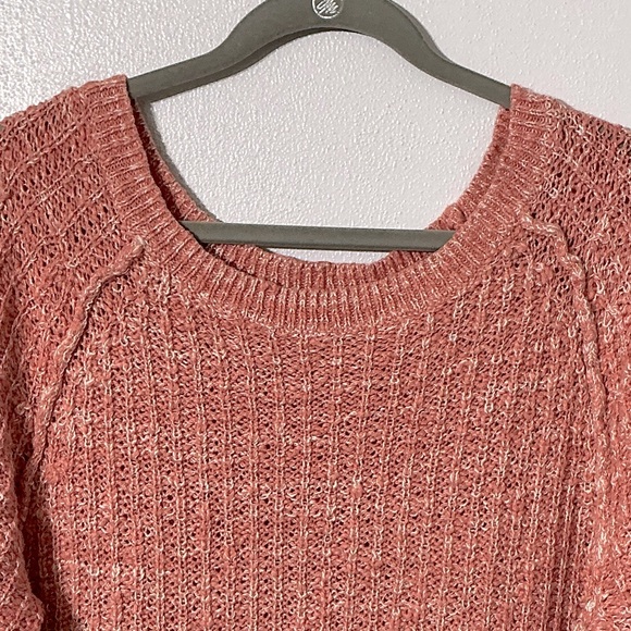 FREE PEOPLE Star Dune Sweater S 21” p2p Blush Coral $78 Retail EUC - Picture 4 of 10